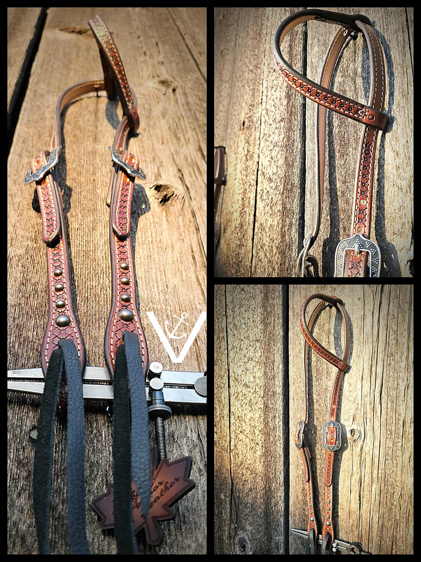 Single Sliding Ear Headstall - Star Stamp