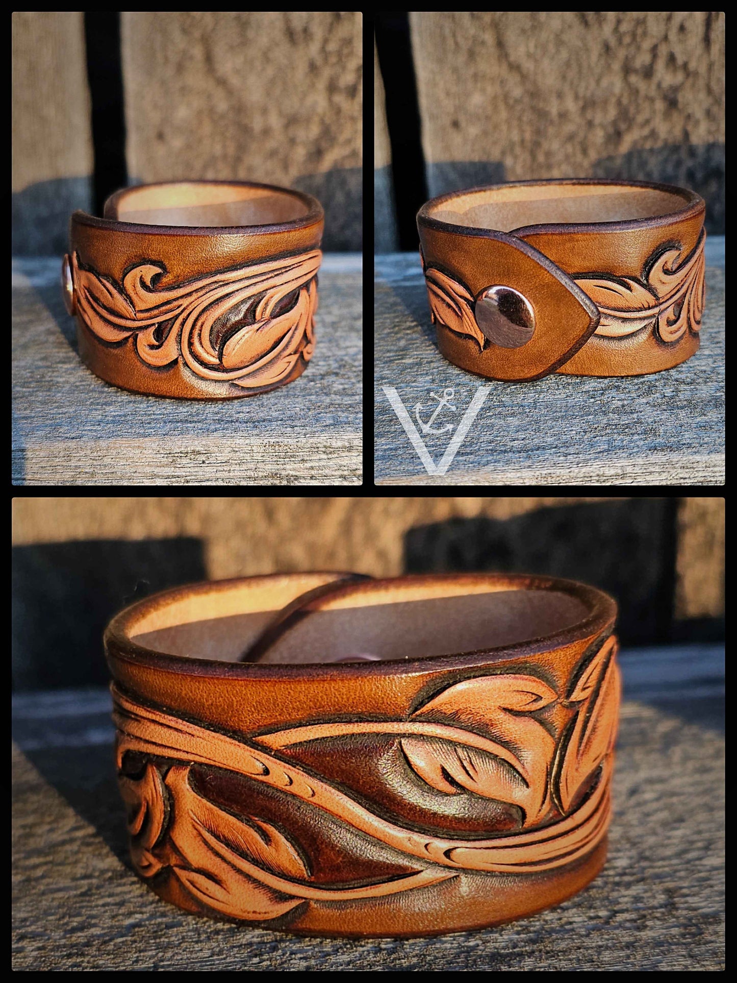 Leather Cuff - Leaf Love