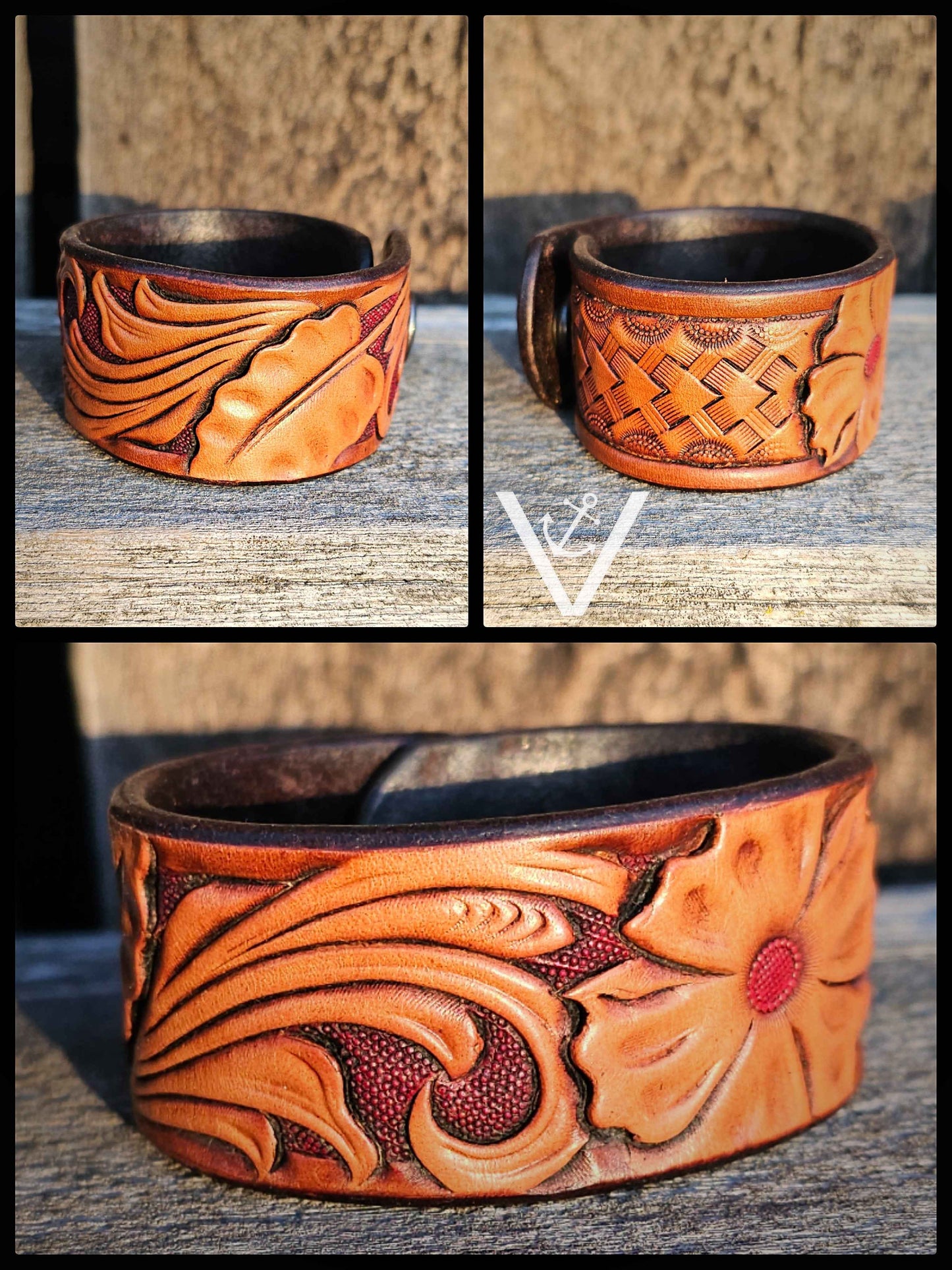Leather Cuff - Classic Floral & Geometric
