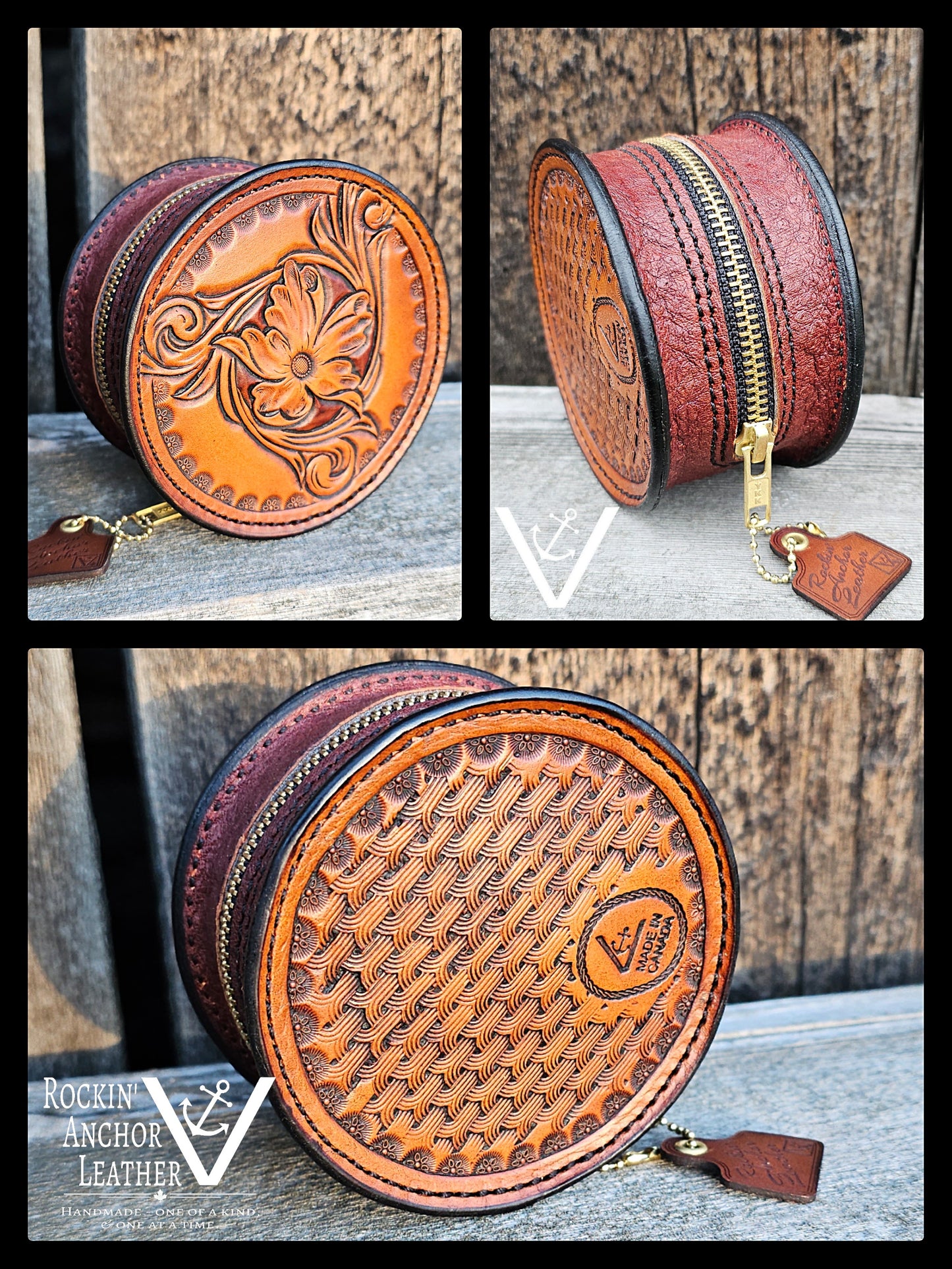 Mini Rope Can "Floral with Geometric Stamp"