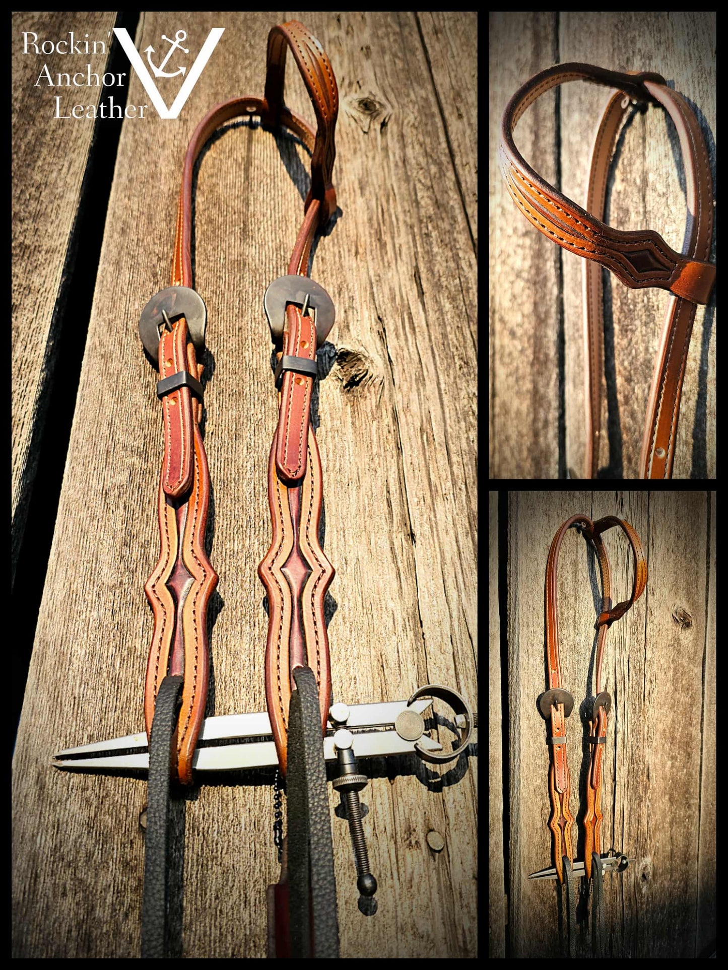 Single Sliding Ear Headstall - Double Diamond