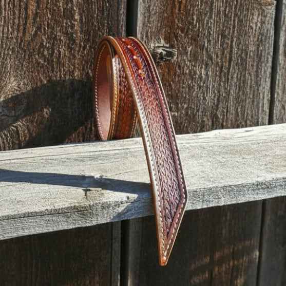 Lined Leather Belt - Triple Weaved Basket Stamp