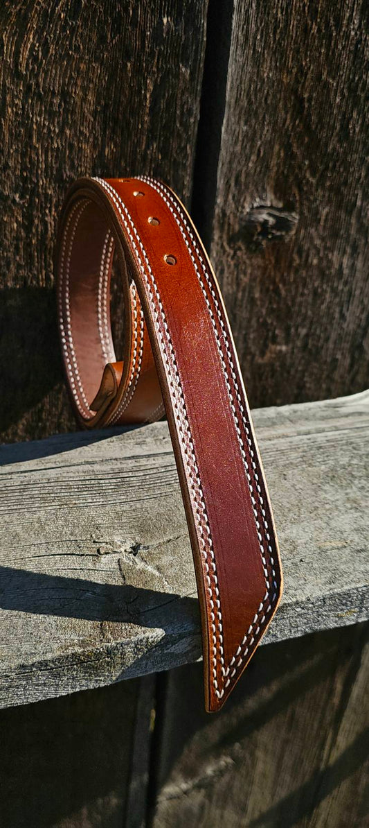 Lined Leather Belt - Classic Stitch
