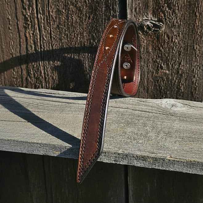 Lined Leather Belt - Double Stitched